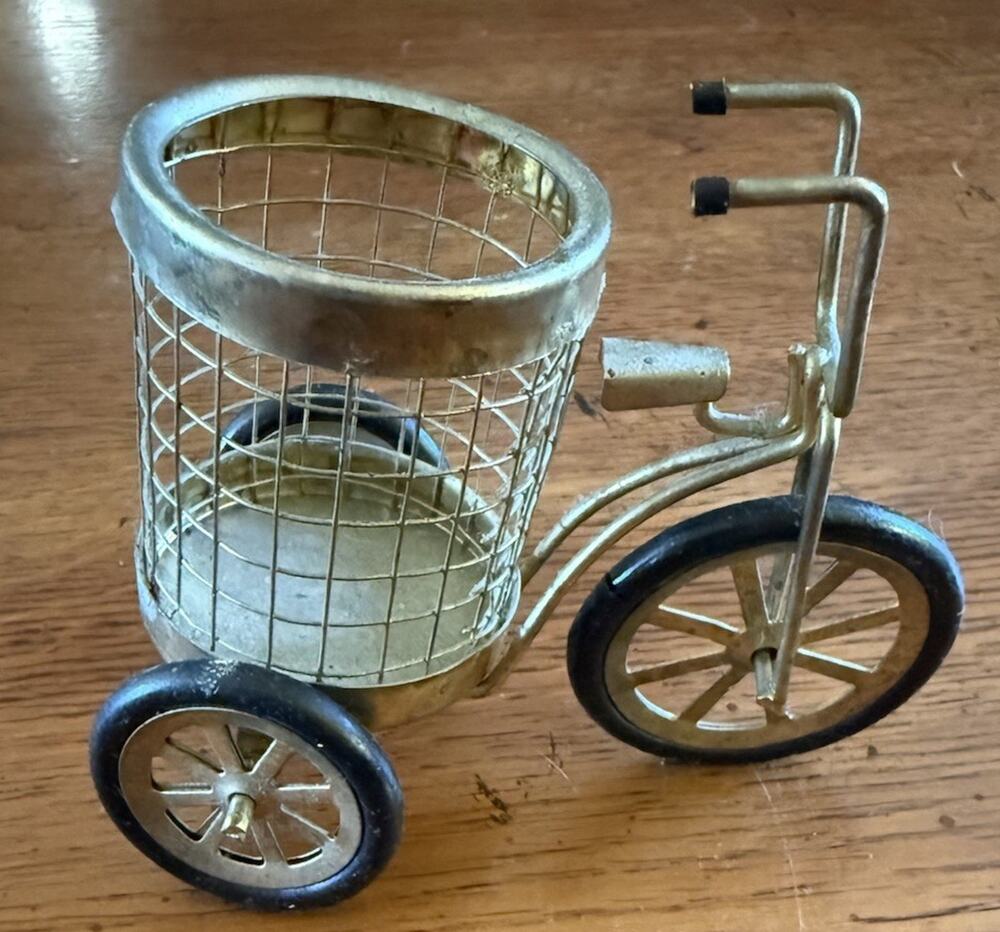 Vintage Brass Mini Curio Tricycle Bicycle Miniature Home Decor Collectible